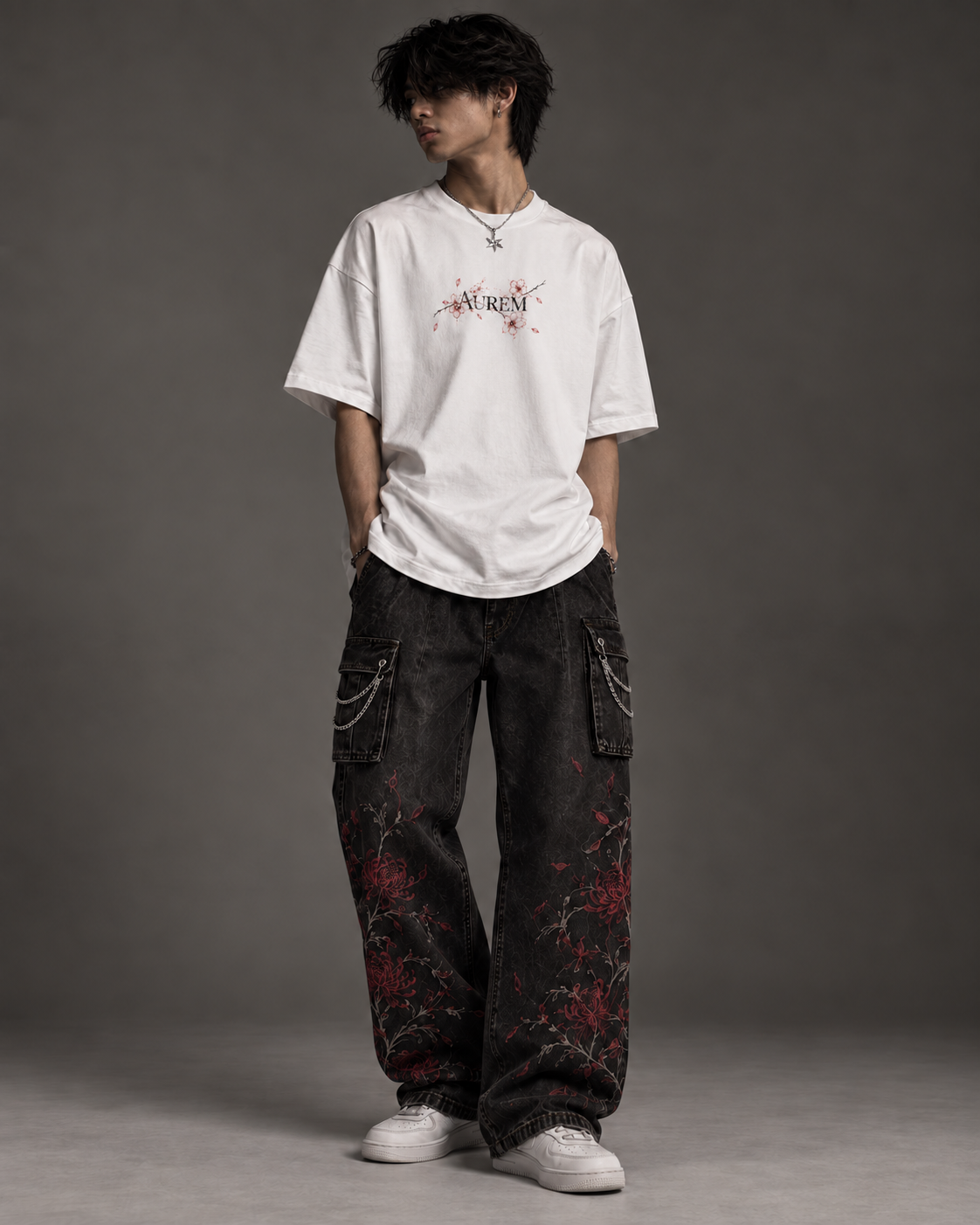 T-shirt 赤い蝶 - Akai chō — ensemble porté de face
