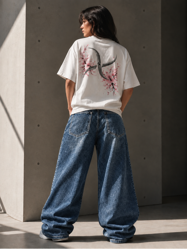 T-shirt 平和 - Heiwa — Porté arrière, silhouette avec jean Heiwa