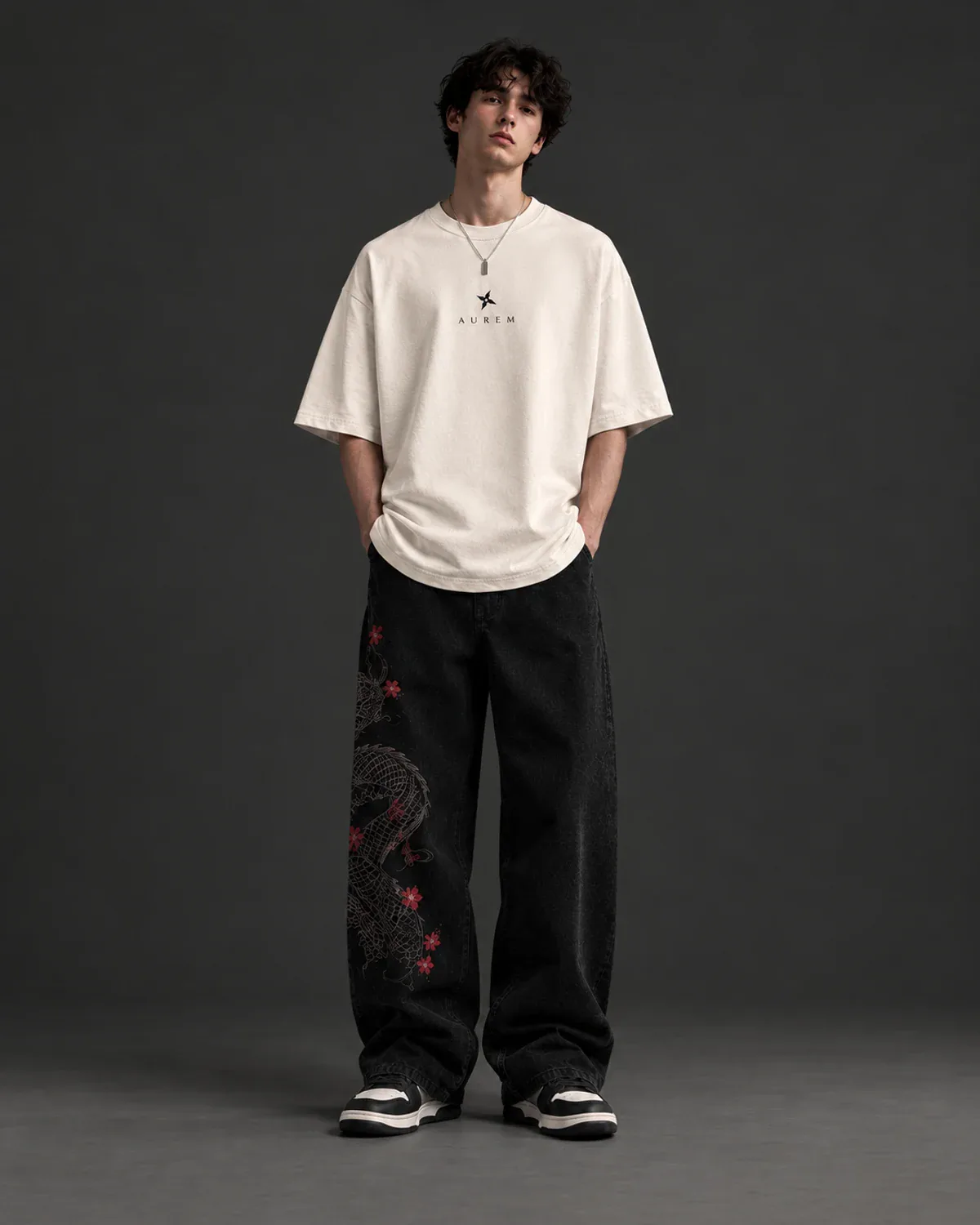 T-shirt 桜の影 - Sakura no Kage — ensemble porté de face